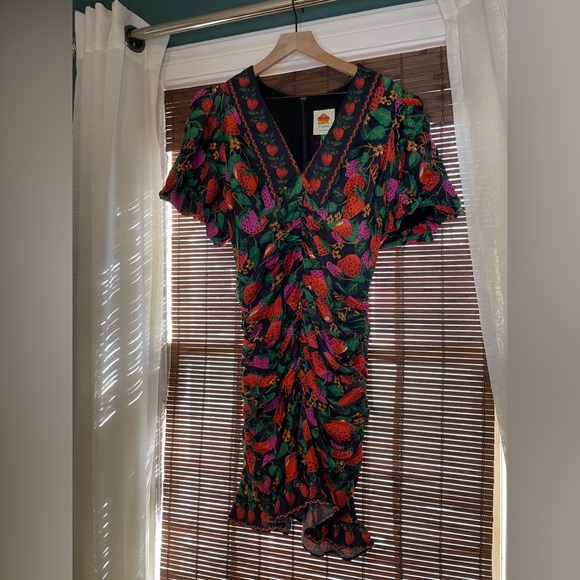 NWT Farm Rio Strawberry Ruched Mini Dress - Picture 8 of 9